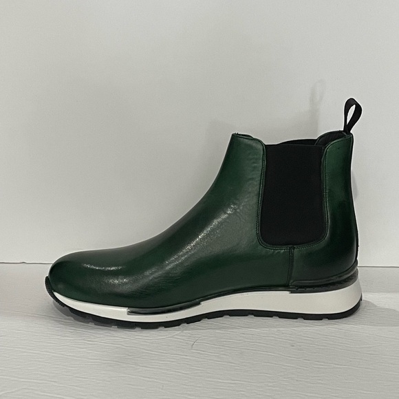 Duca boot slip on round toe green Atalian leather white bottom sole - Picture 3 of 5